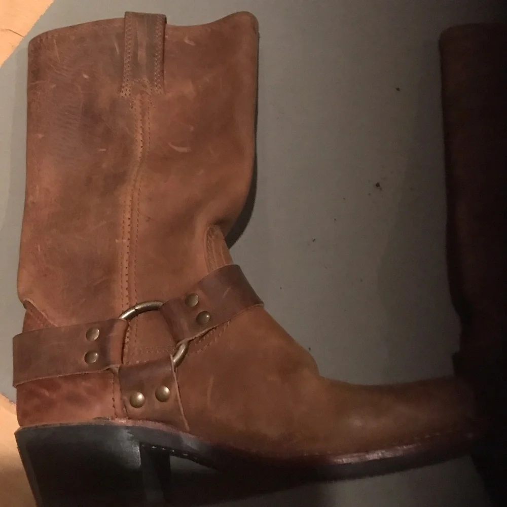Frye Brown Leather Harness Ankle Booties - Picture 5 of 12